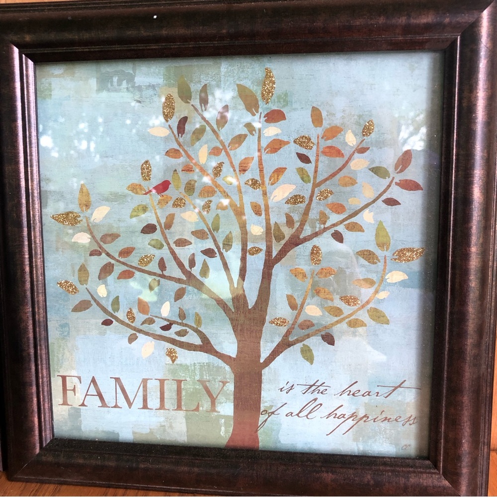 2 picture set Family and Home, each one measures 12”x12”